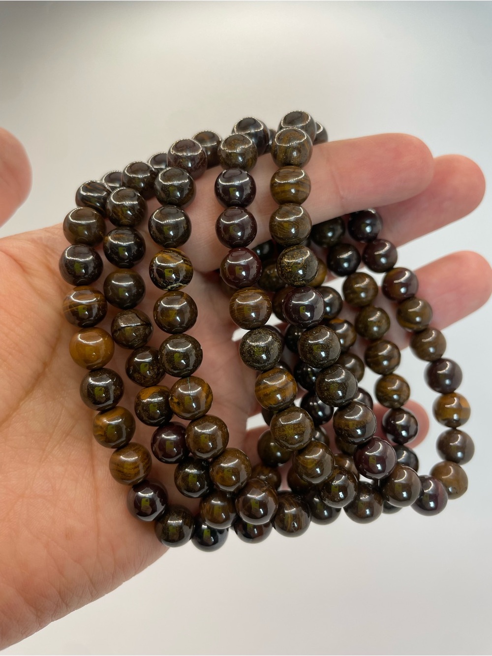 ONE Natural Tiger Iron Beaded Stretch Bracelet - 8mm (0170)